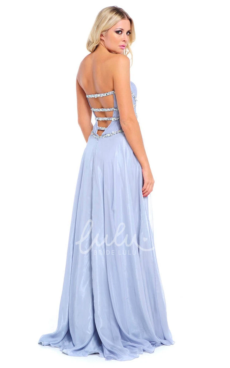 Chiffon Sleeveless Sweetheart Prom Dress Beaded with Ruching and Straps