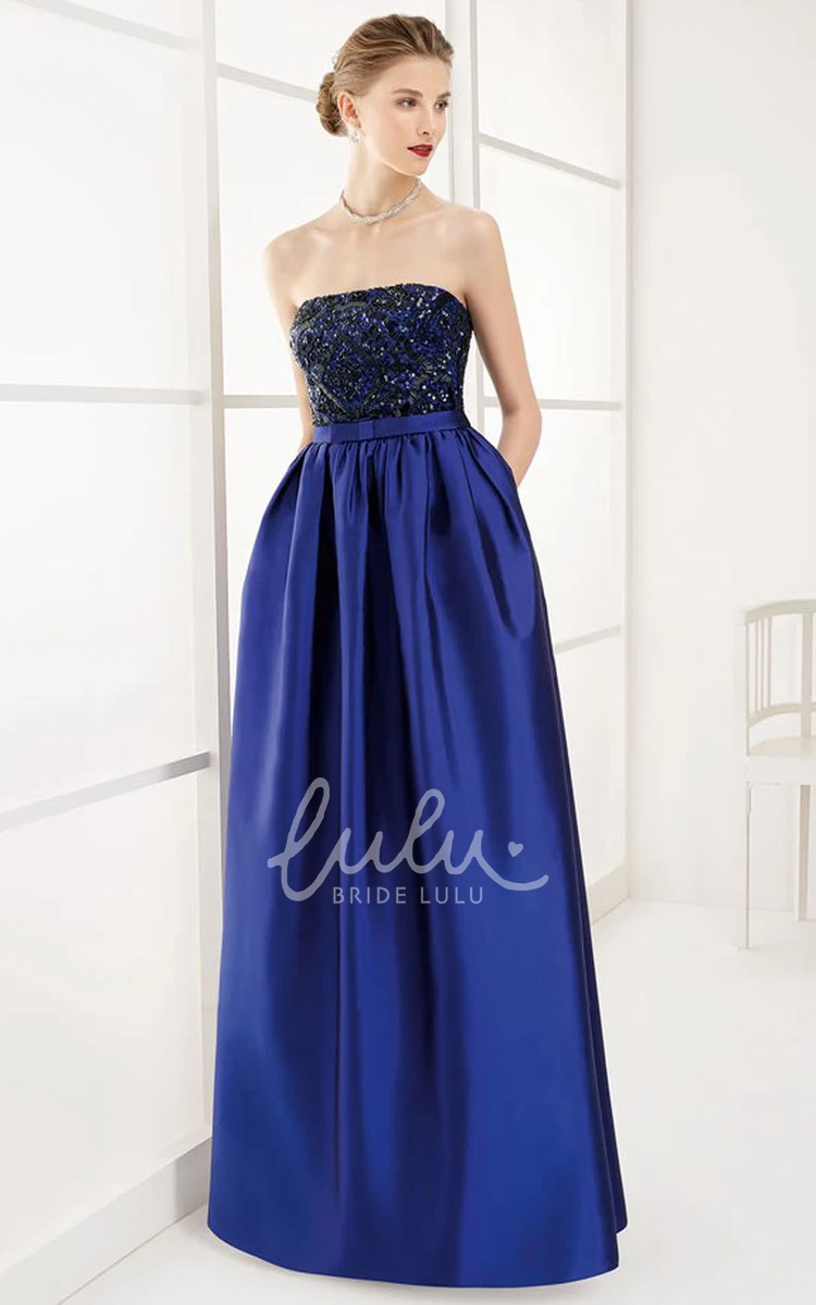 Sequined Lace Bodice A-Line Taffeta Prom Dress Long Formal Dress 2024