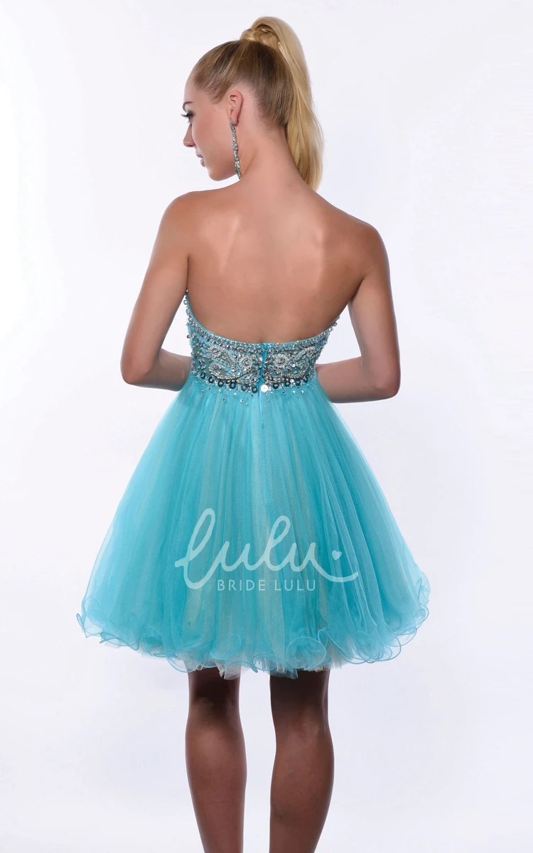 Beaded Tulle Sweetheart Homecoming Dress with Corset Skirt Short Formal Dress