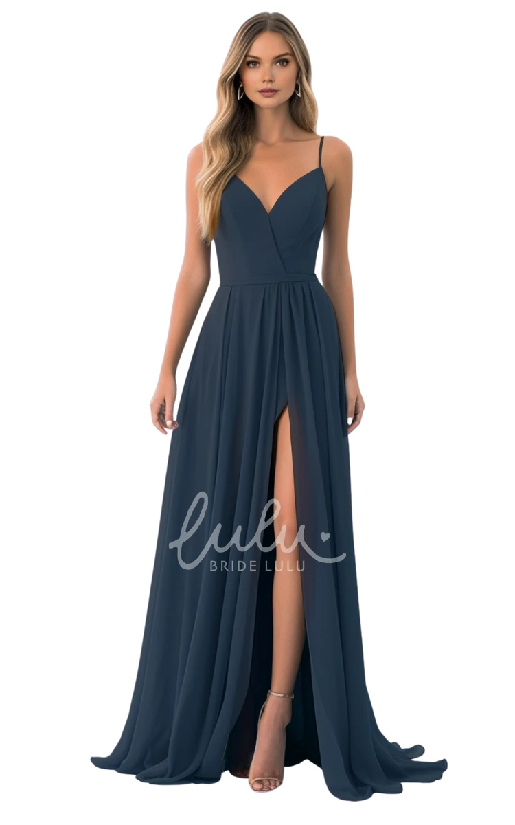 A-Line Spaghetti Chiffon Bridesmaid Dress Beautiful and Flowy