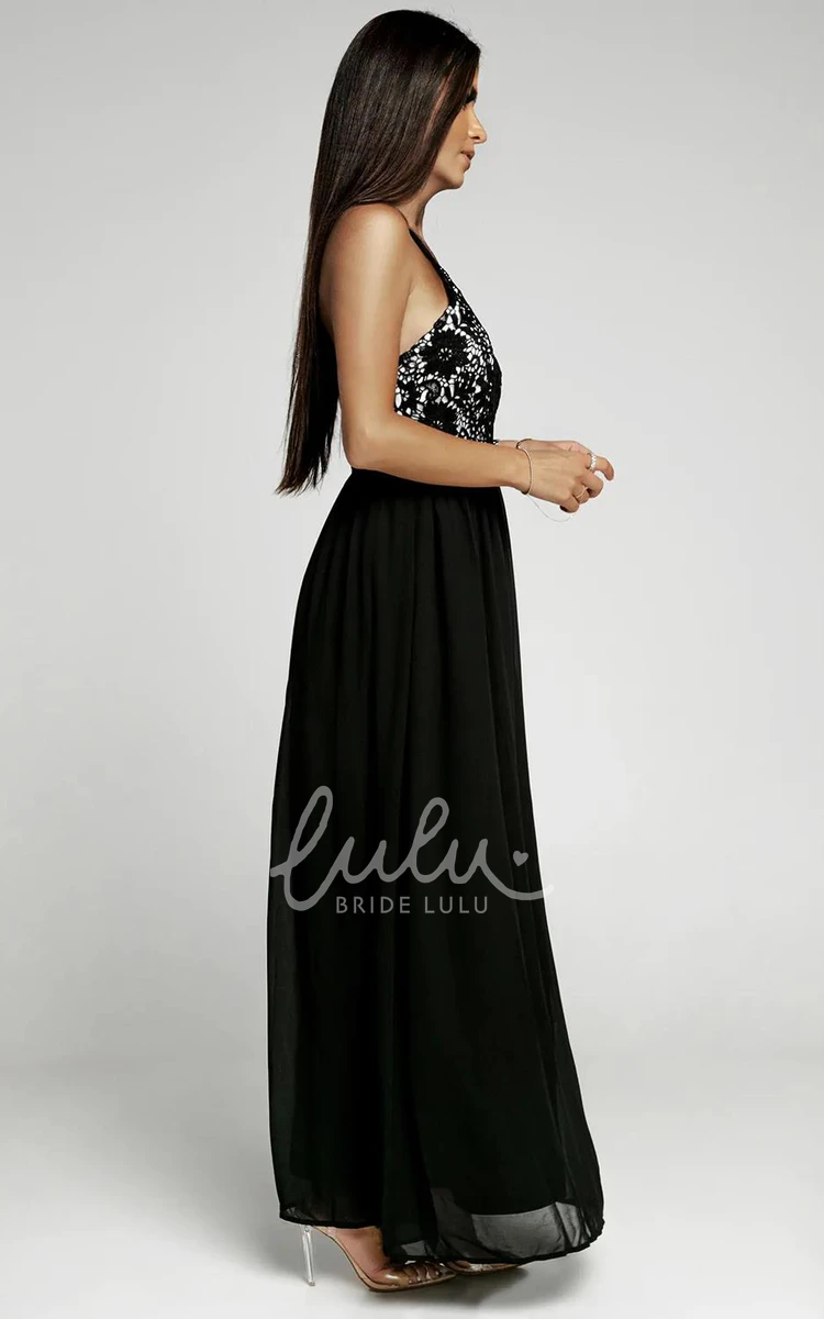 Chiffon A-Line Cross Back Prom Dress with Front Split