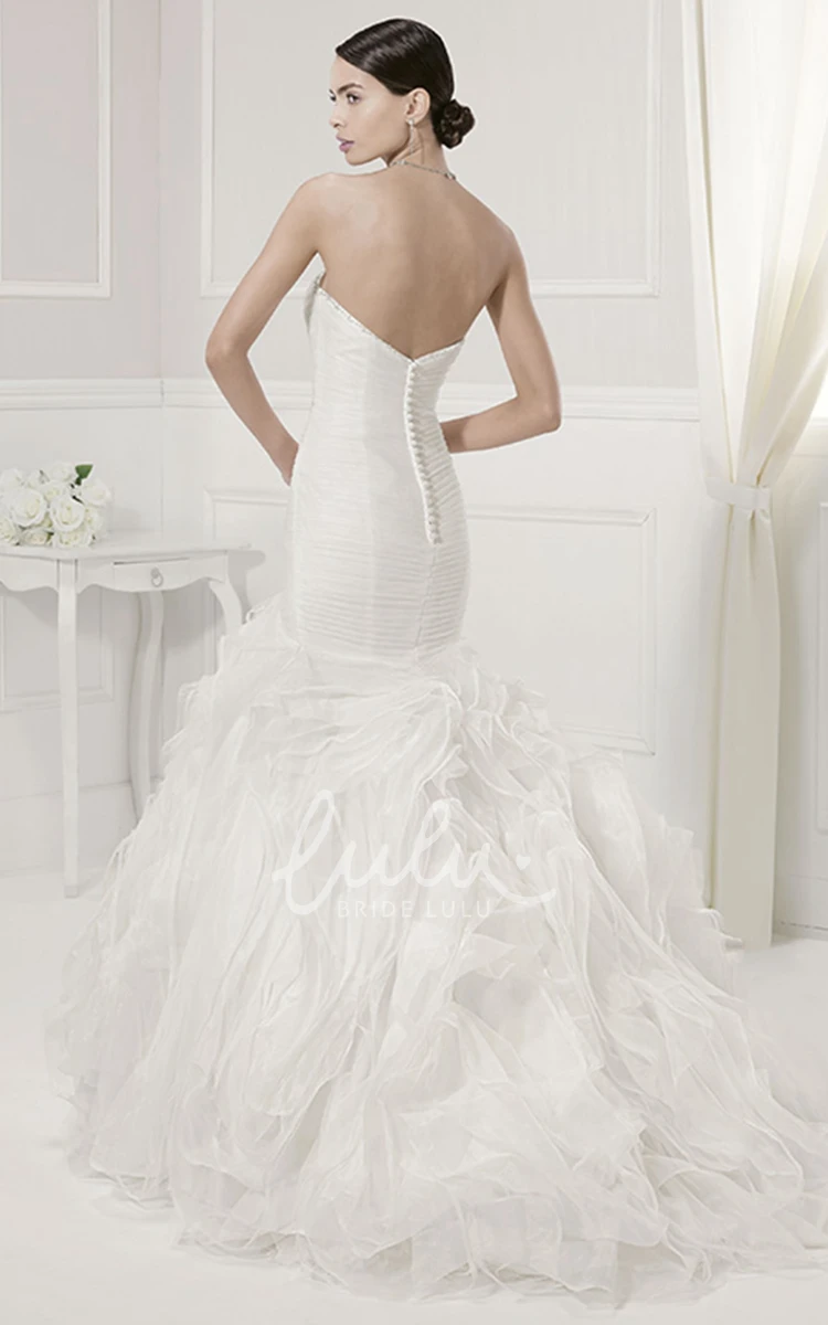 Mermaid Organza Wedding Dress with Ruched Bodice and Removable Straps