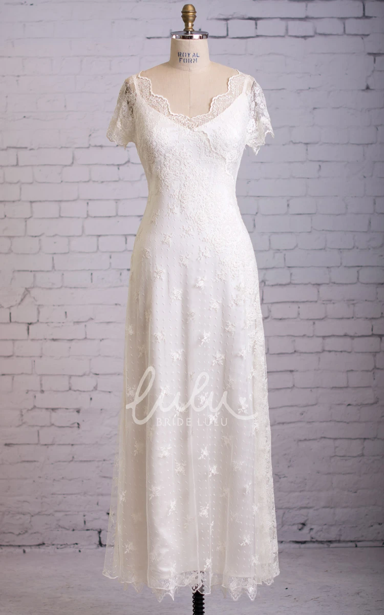 Cap-sleeved Lace Column Dress with Scalloped Neckline