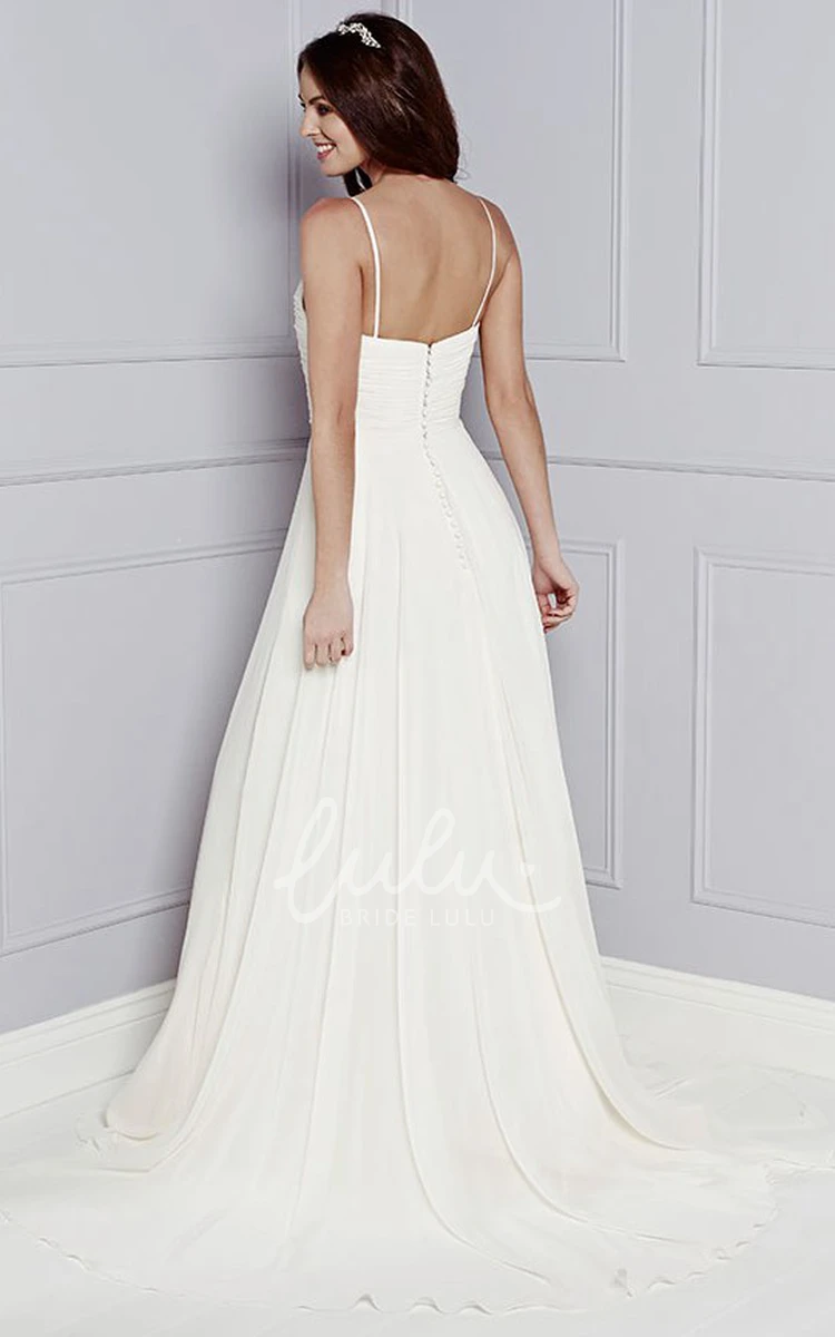 Chiffon A-Line Wedding Dress with Spaghetti Straps