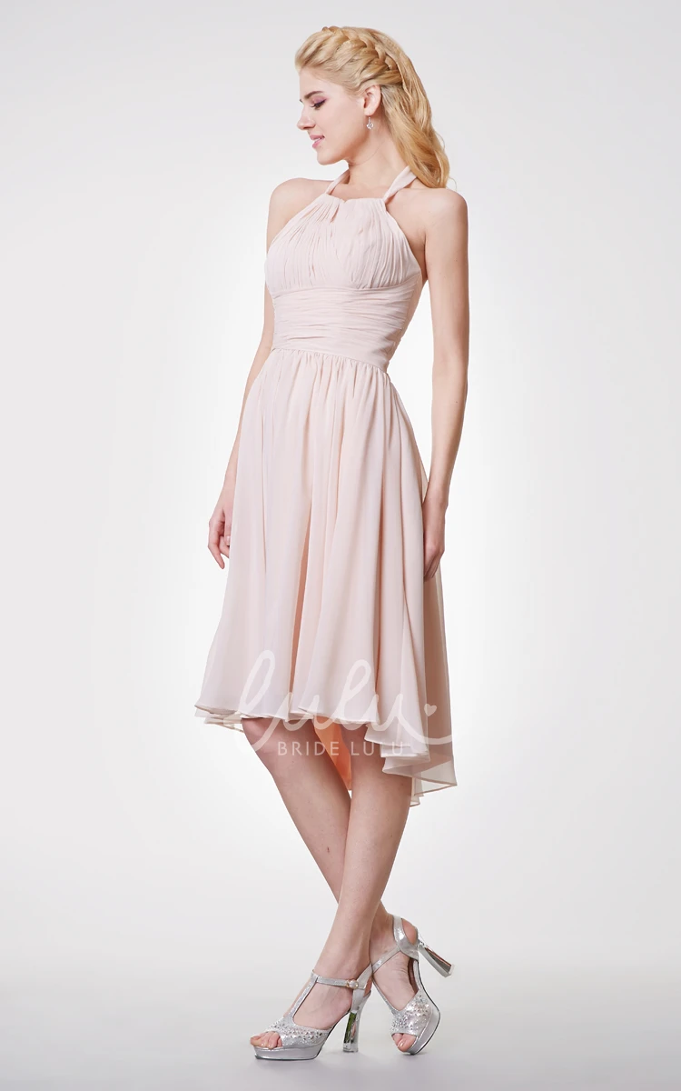 Halter High Low Bridesmaid Dress Simple Empire Sleeveless