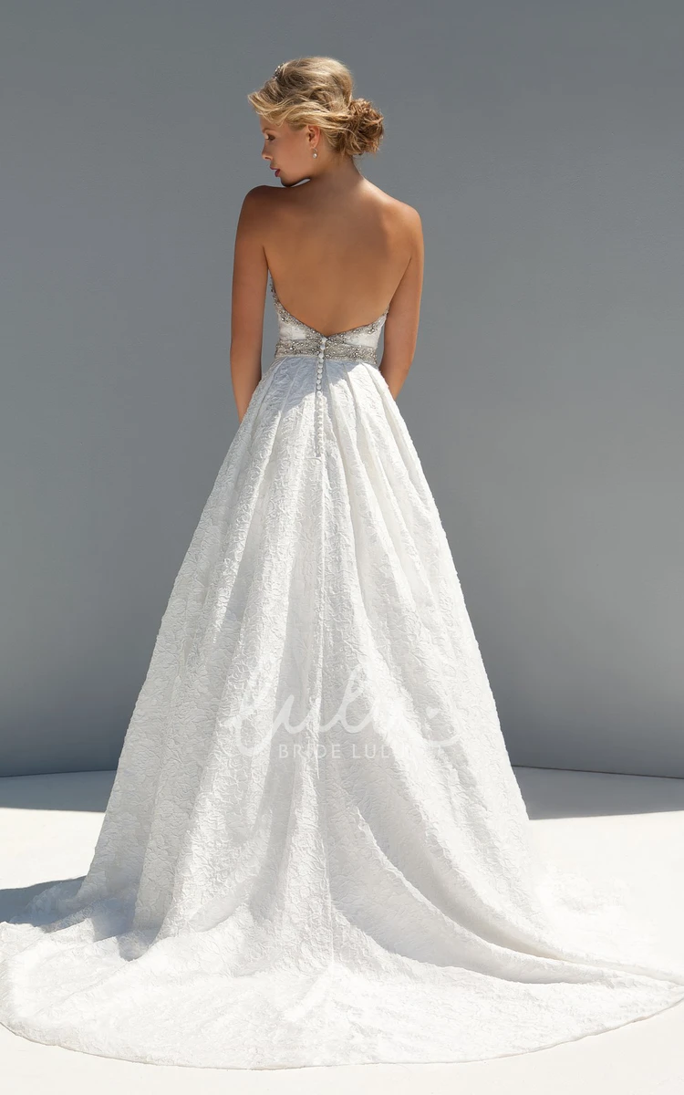 A-Line Sleeveless Lace Sweetheart Wedding Dress Modern Bridal Gown