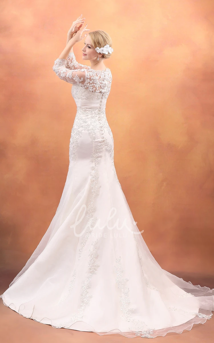 Half-Sleeve Siren Lace Gown with Brush Train Impressive and Timeless