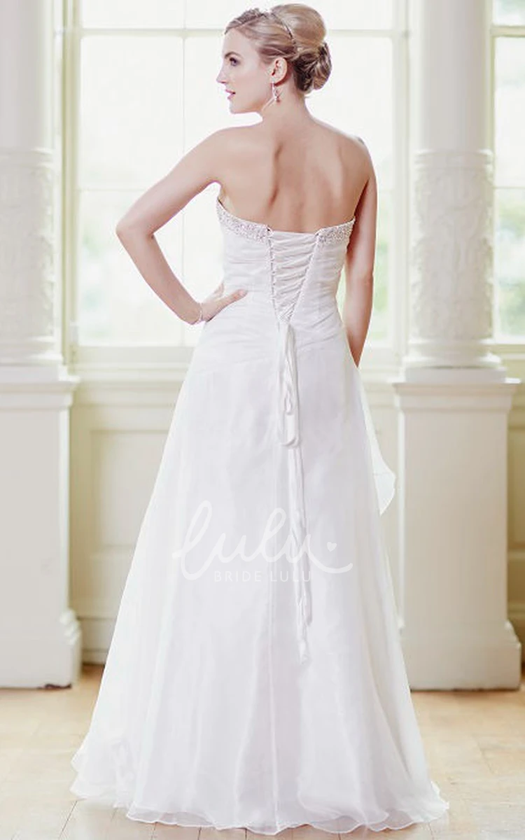 Satin&Tulle Draped A-Line Wedding Dress with Beading and Corset Back