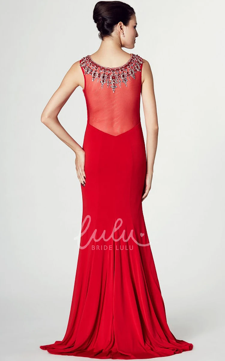 Bateau Neck Sleeveless Jersey Prom Dress with Beaded Detailing Classy Prom Dress for Women