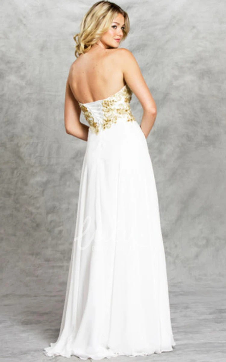 Sweetheart Sleeveless Chiffon Sheath Formal Dress with Beading and Backless Design