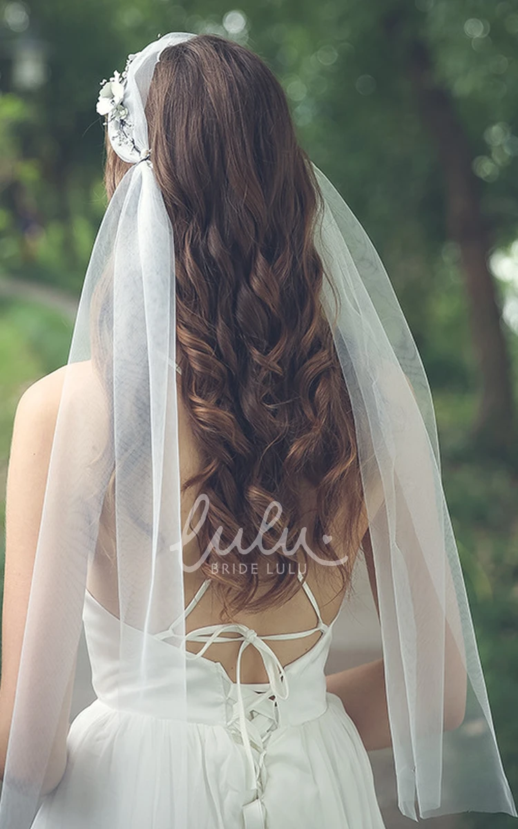 Simple Soft Tulle Bridal Veils with Beads