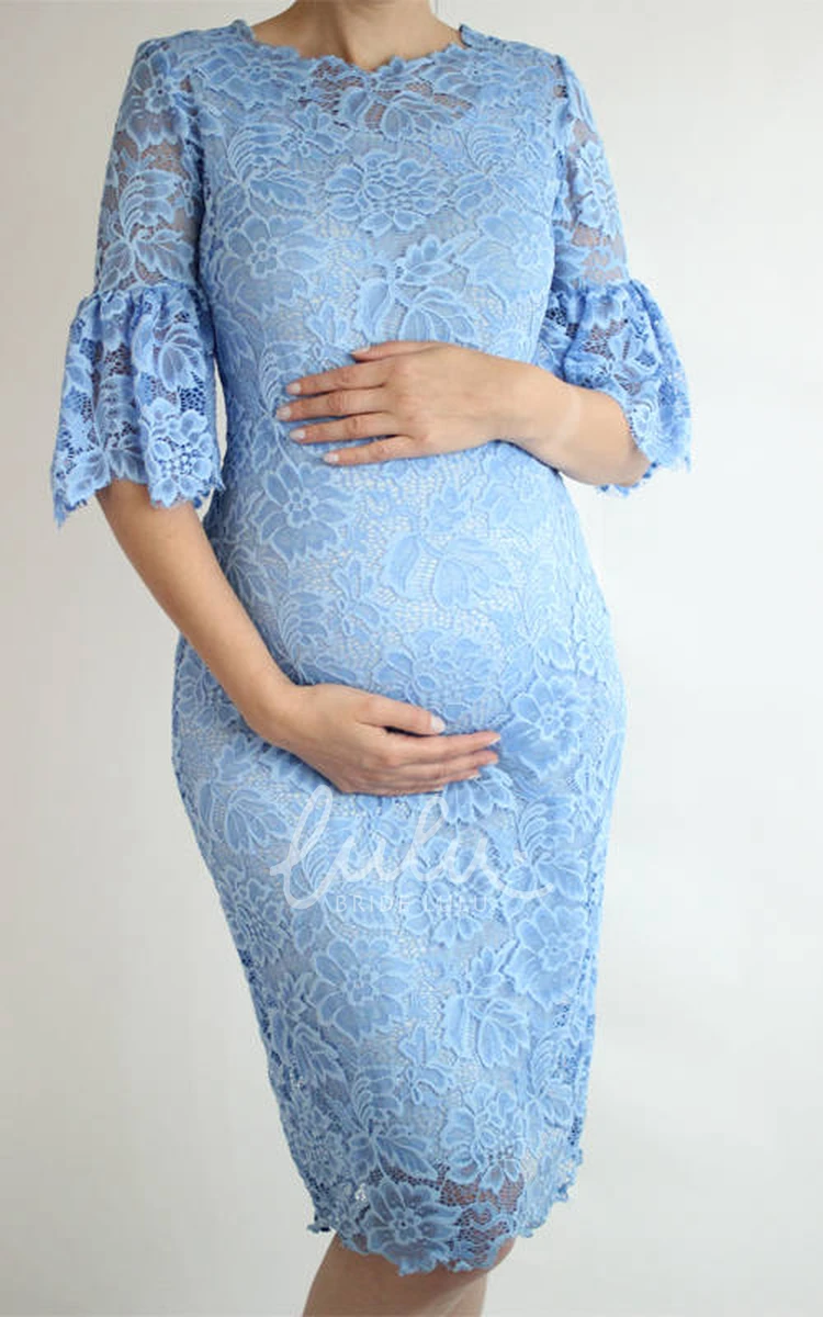 Half Sleeve Maternity Sheath Dress with Knee-length Hem