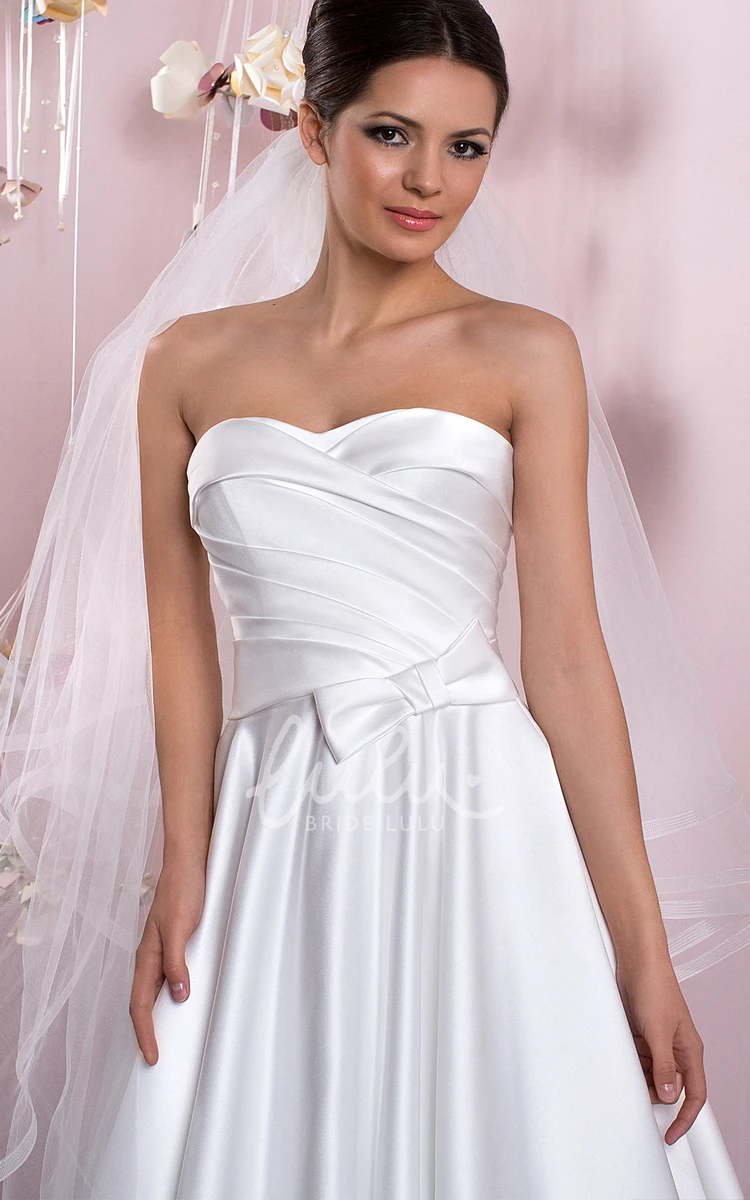 Sweetheart Satin Ball Gown Wedding Dress with Ruching and Lace-Up Elegant Bridal Gown