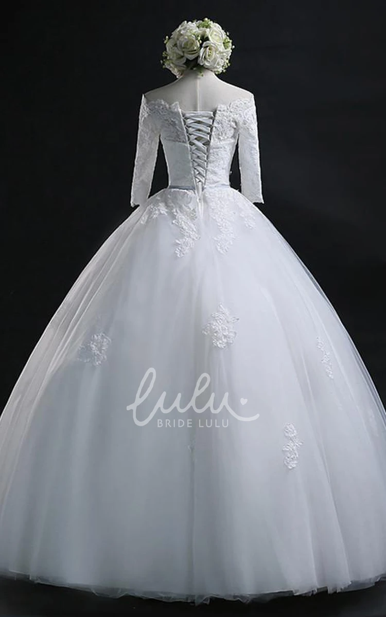 Off-the-shoulder Lace Ball Gown Corset Back Wedding Dress Unique Bridal Gown