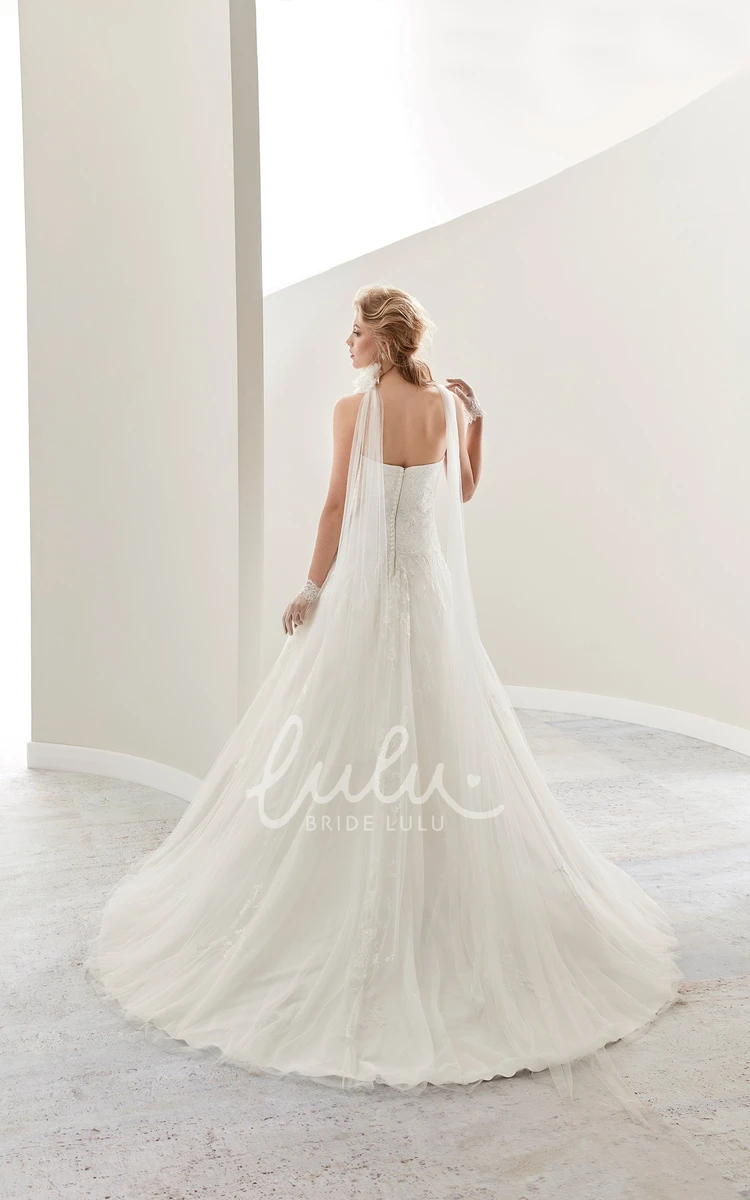 Pleated Details Strapless A-Line Wedding Dress with Brush Train