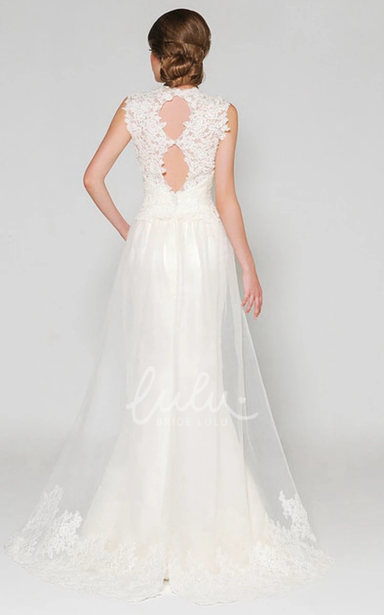 High Neck Satin Wedding Dress with Beaded Details Mermaid Silhouette