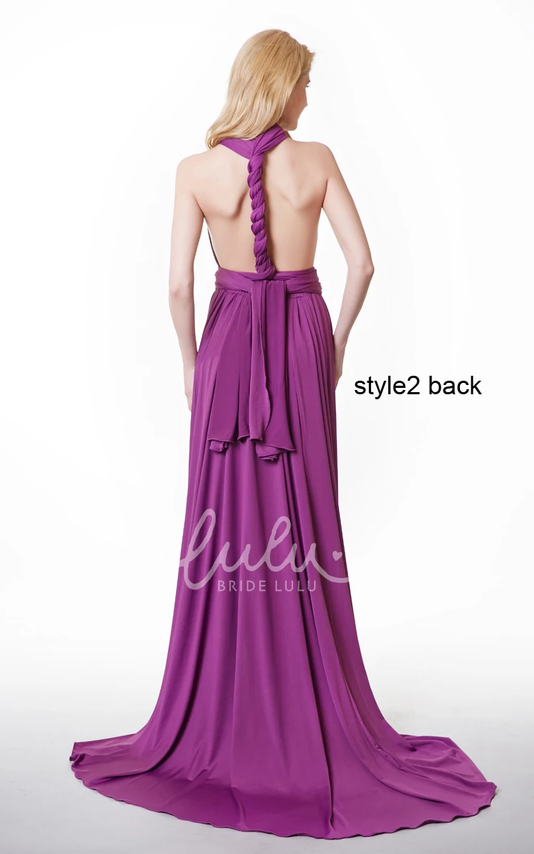 Convertible Jersey Bridesmaid Dress with Ruffles and Pleats A-line High-low