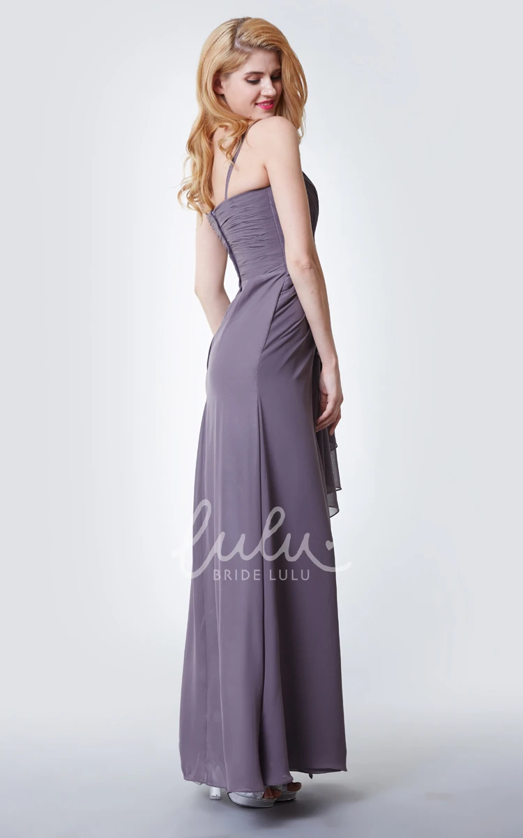 Draped Chiffon Prom Dress with Ruching and Side Split Sleeveless and Flowy