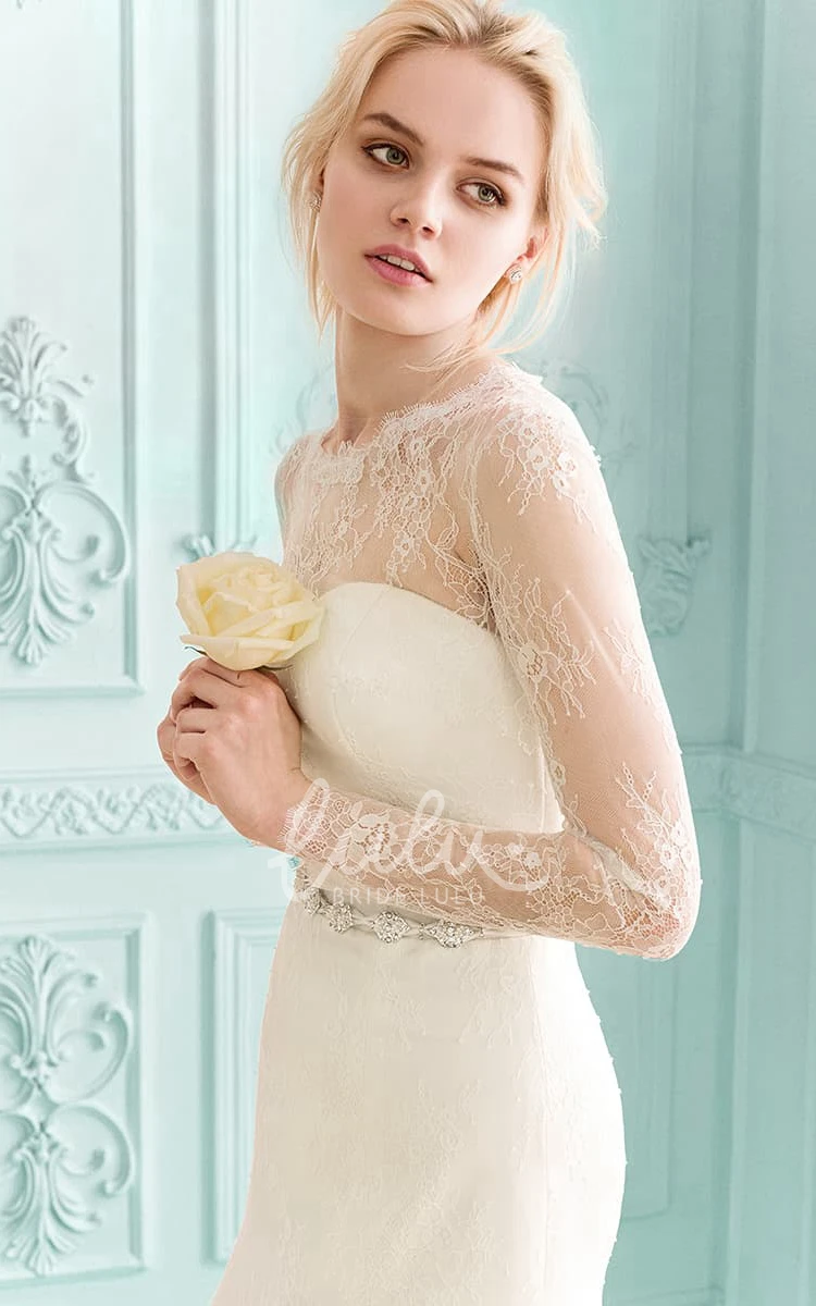 Long Sleeve Lace Dress with Crystal Detailing for Formal Occasions