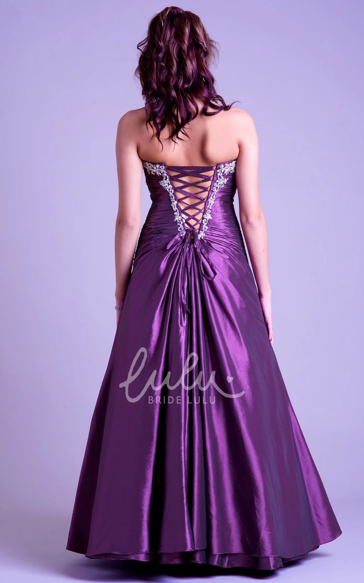 Sweetheart Satin Prom Dress A-Line & Maxi with Ruching Beading and Draping