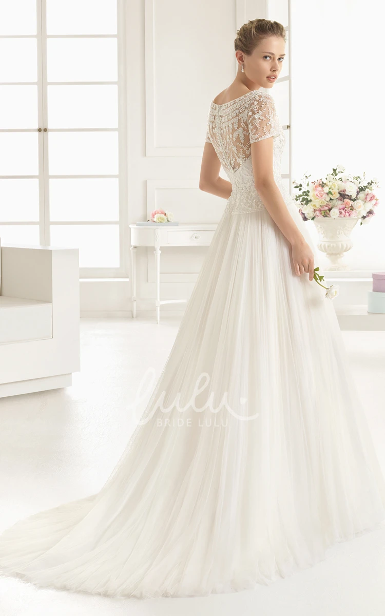 Lace Appliqued Illusion Back A-line Wedding Dress with Graceful Style