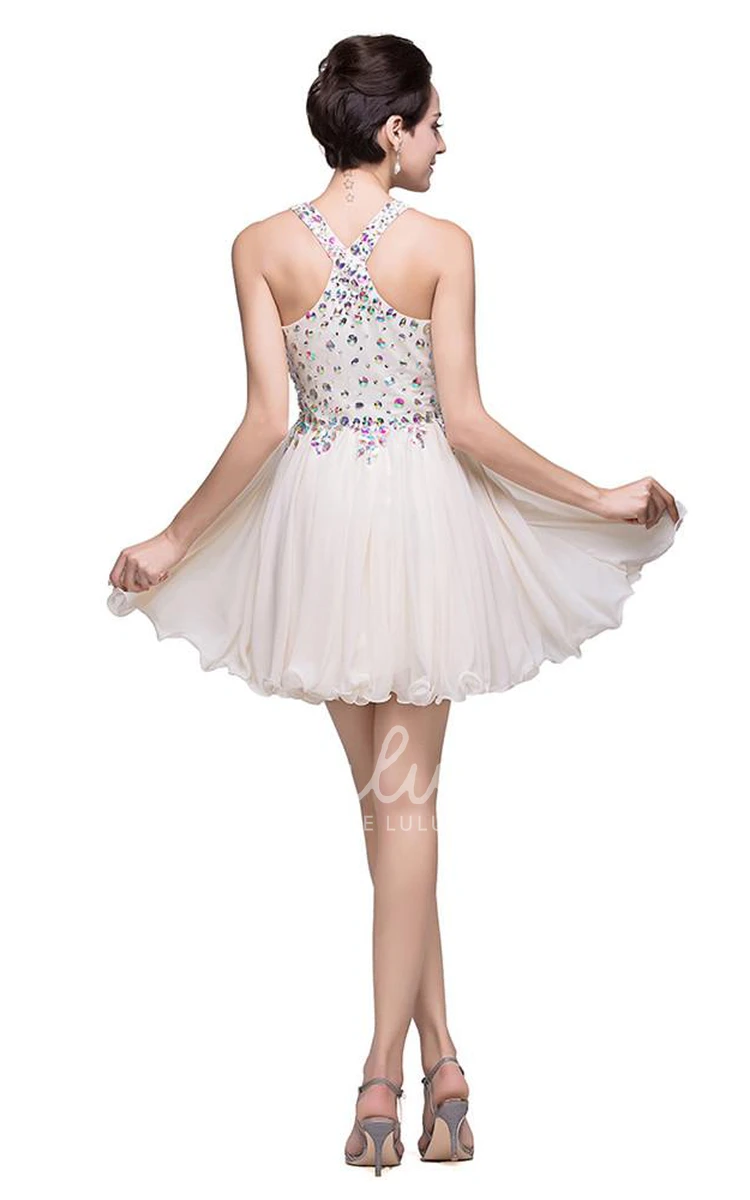 Sleeveless Homecoming Dress with Crystal Embellishments