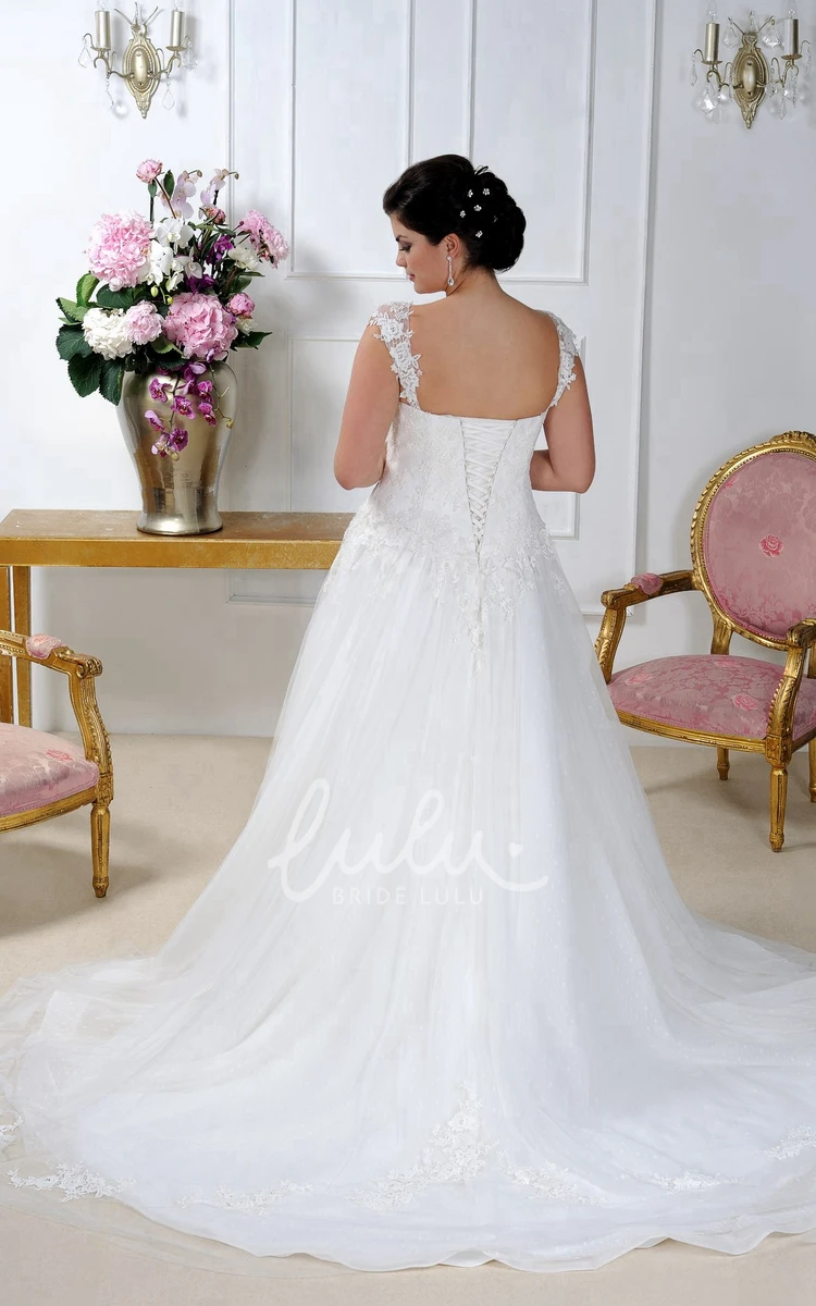 Lace A-Line Gown with Caped Sleeves Pleats and Appliques for Bridesmaids