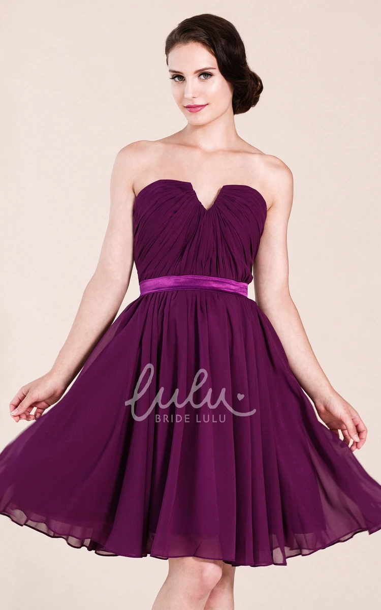 A-Line Bridesmaid Dress with Notched Neckline and Short Length