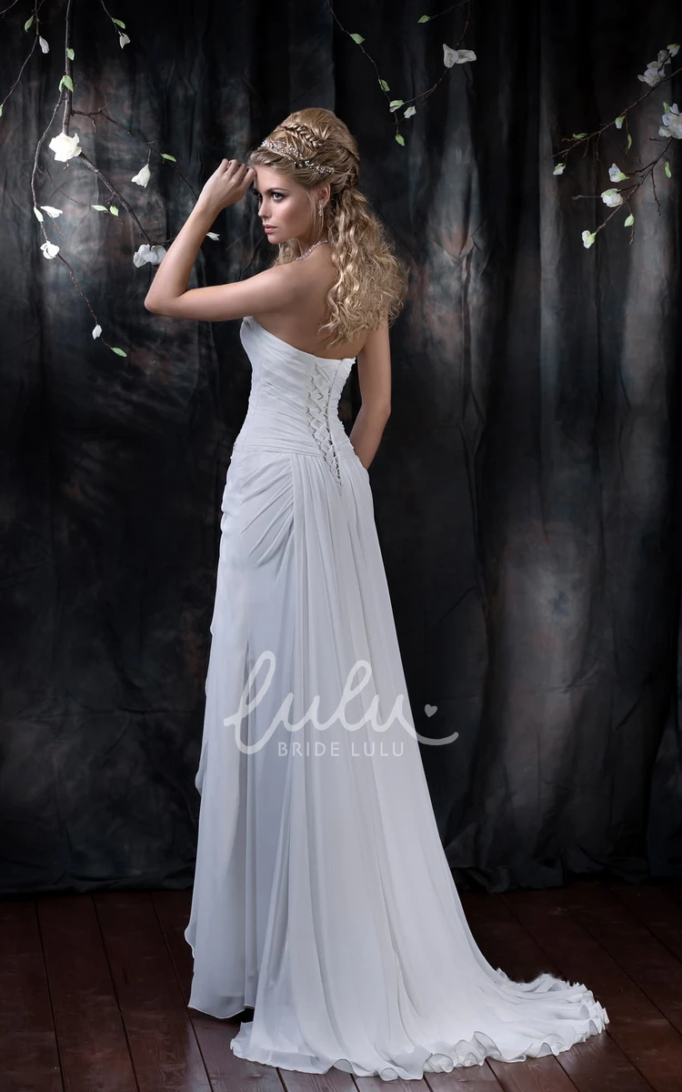 Elegant Chiffon Maxi Dress with Split Front and Draping for Prom or Wedding