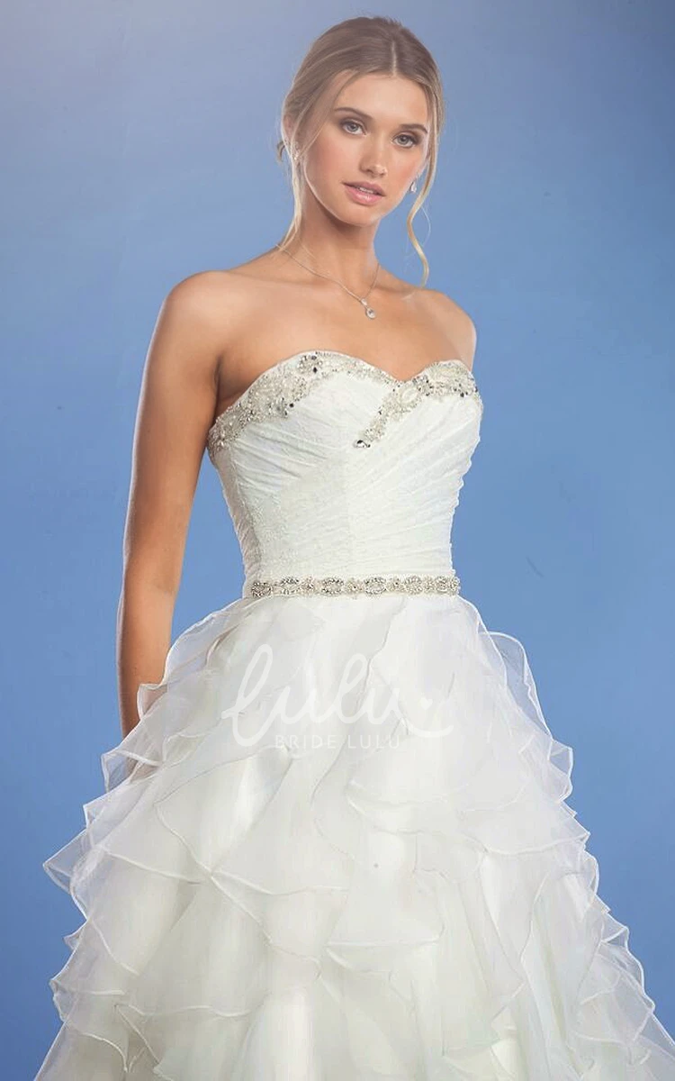 Organza Jeweled Sweetheart Wedding Dress Long Criss-Cross Style