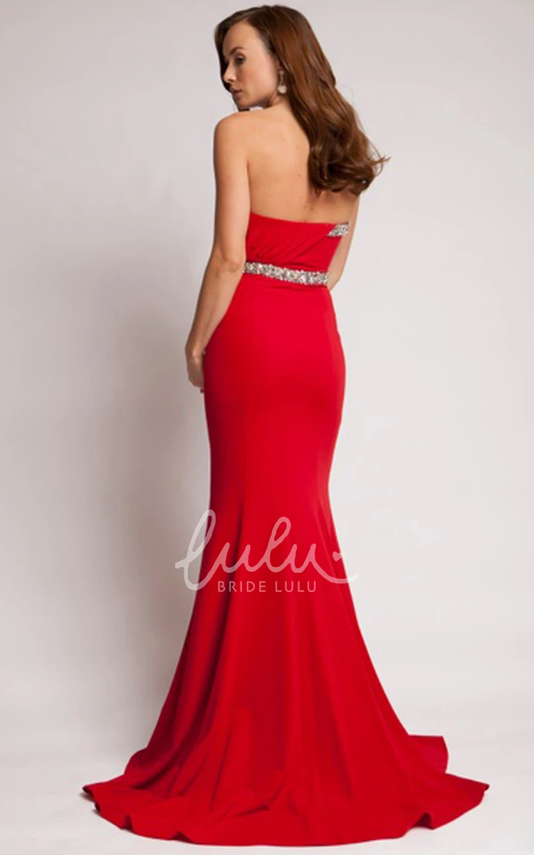 Strapless Sheath Chiffon Prom Dress with Beading Pleats and Backless Style