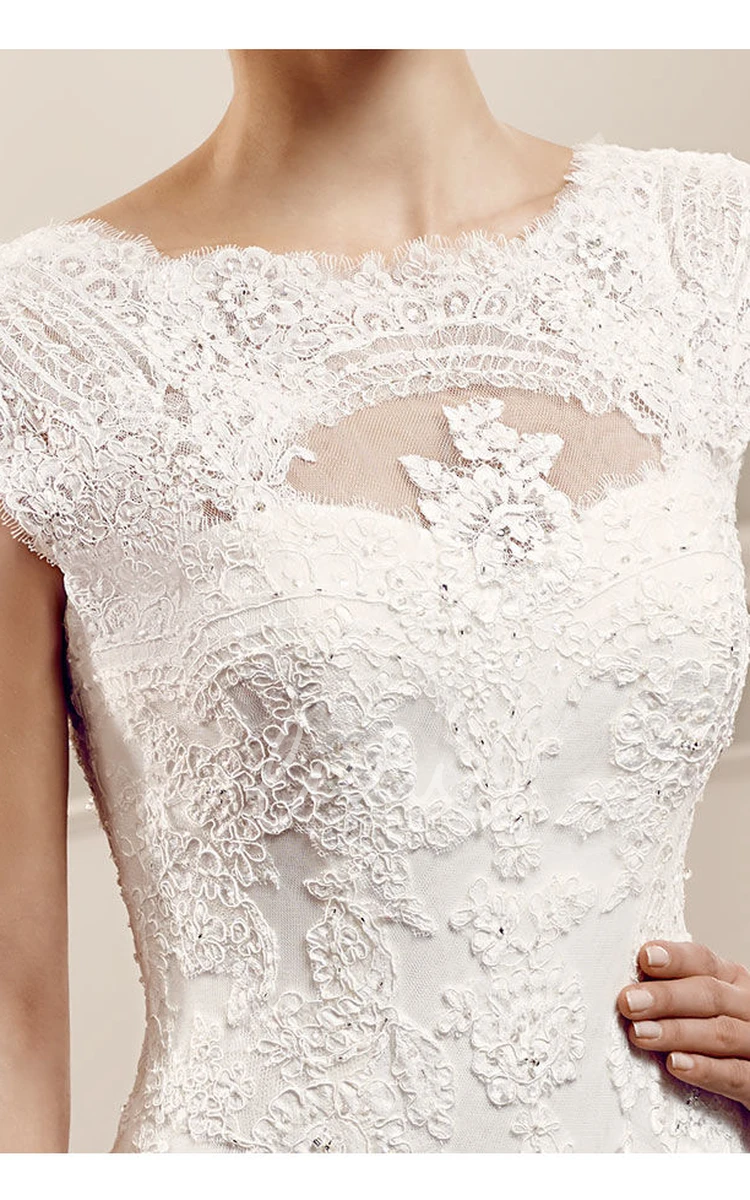 Illusion Sleeveless Chiffon&Lace Wedding Dress