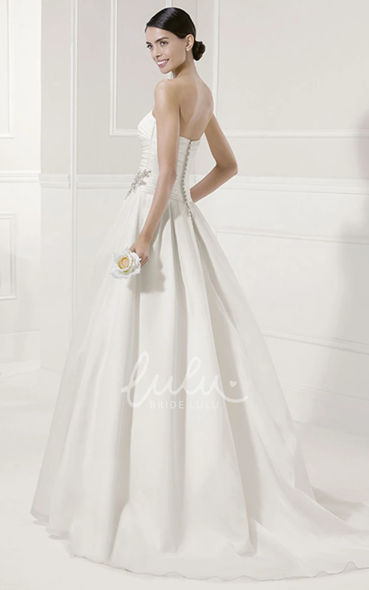 A-Line Strapless Bridal Gown with Ruched Bodice and Lace Jacket