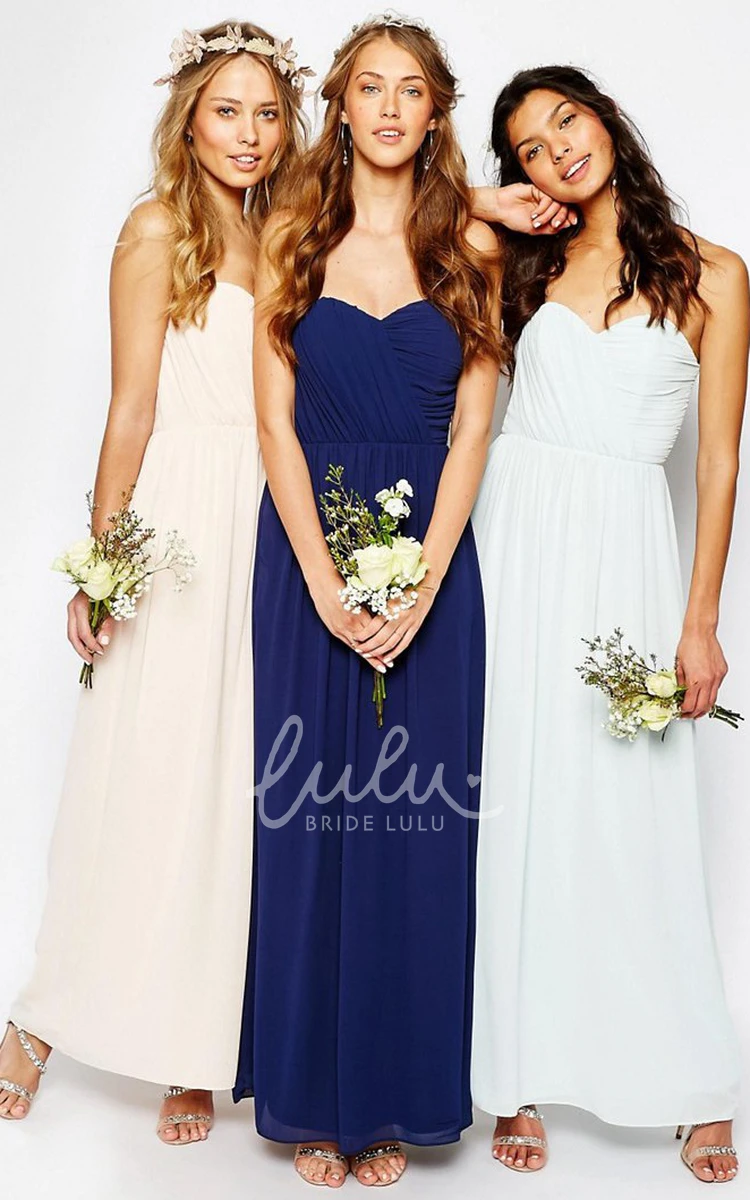 Sweetheart Ruched Chiffon Bridesmaid Dress Ankle-Length