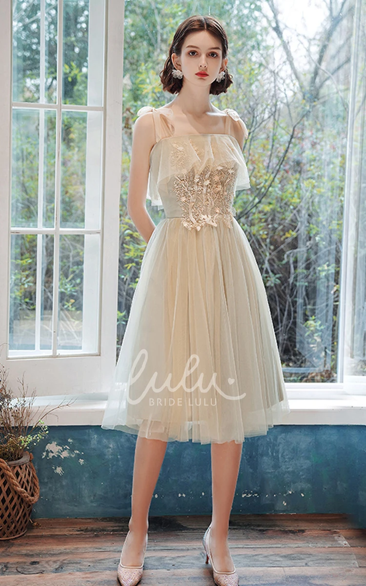 Tulle Bateau Halter A-Line Prom Dress with Appliques