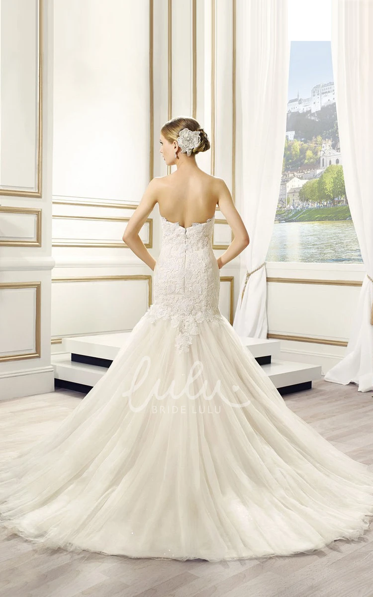 Backless Pleated A-Line Lace&Tulle Wedding Dress with Sweetheart Neckline