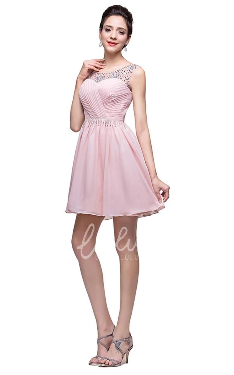 Sleeveless Crystal Chiffon Homecoming Dress Elegant & Short