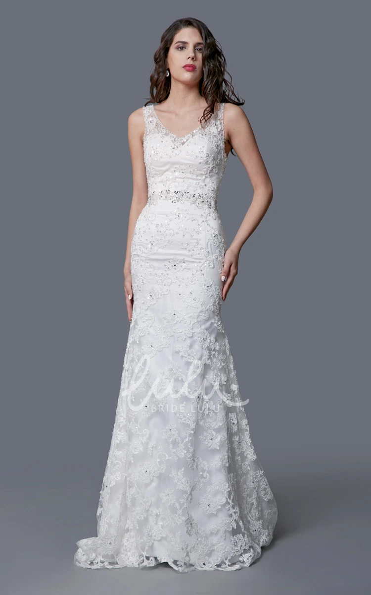 Lace Mermaid Wedding Dress with V-Neck and Illusion Back Elegant and Amazing