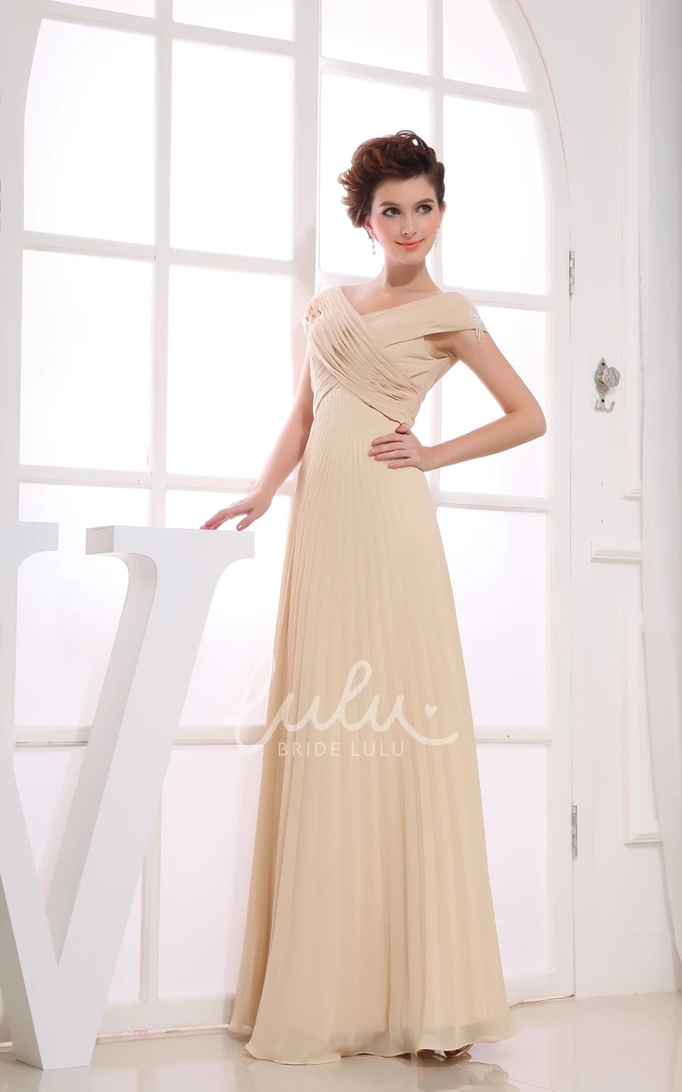 Criss-Cross Chiffon Pleated Floor-Length Dress for Prom