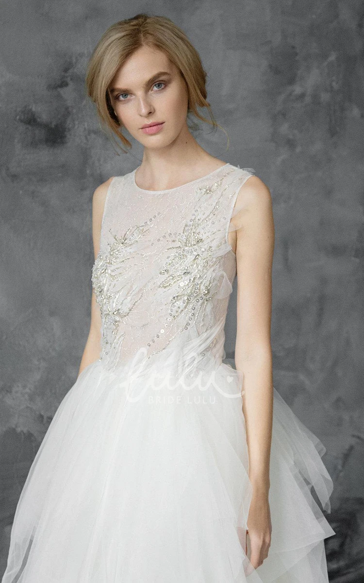 Embroidered Tulle Wedding Dress with Beads & Lace