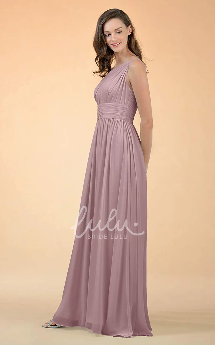 Chiffon One-Shoulder A-Line Bridesmaid Dress with Ruching Simple & Elegant
