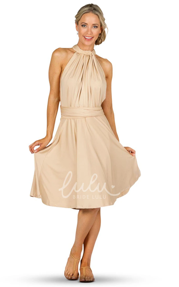 Ruched Chiffon Bridesmaid Dress with Straps Knee-Length One-Shoulder