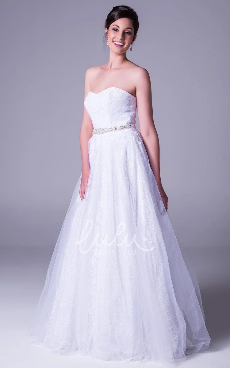 Jeweled Tulle Wedding Dress with Ruching and Bow A-Line Sweetheart Jeweled Ruched Wedding Dress