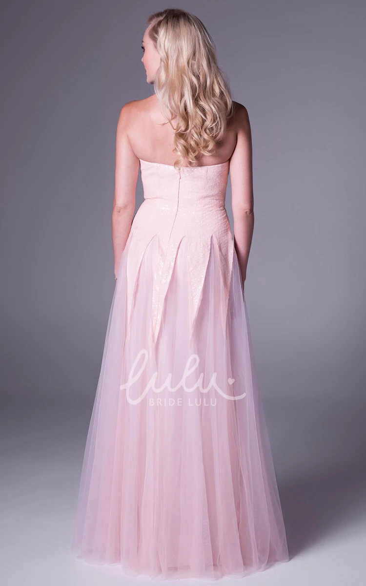 Strapless Tulle Prom Dress A-Line Floor-Length Formal Dress