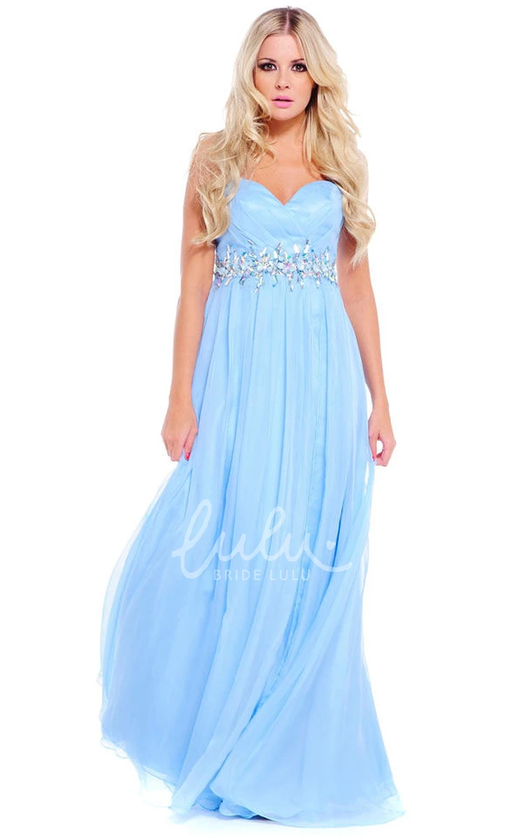 Sleeveless Sweetheart Chiffon Prom Dress with Jeweled Bodice Classy Dress