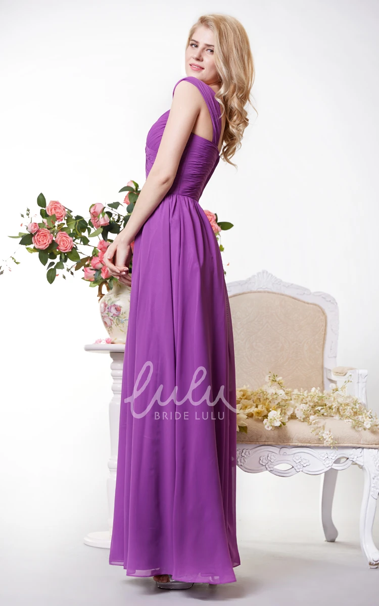 Graceful Cap Sleeve Chiffon Bridesmaid Dress with Spaghetti Straps