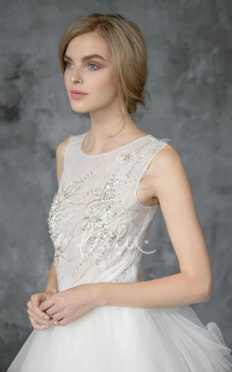 Embroidered Tulle Wedding Dress with Beads & Lace