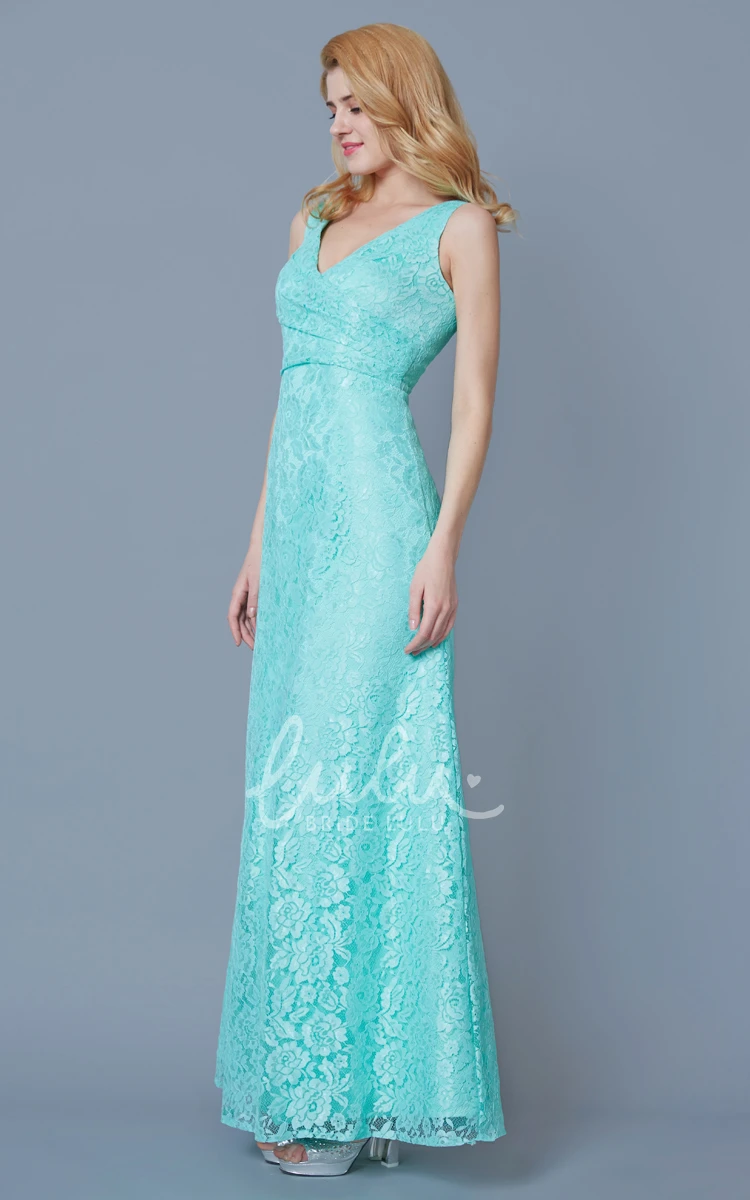 Long Formal Lace Dress with Exquisite V-Neck for Women