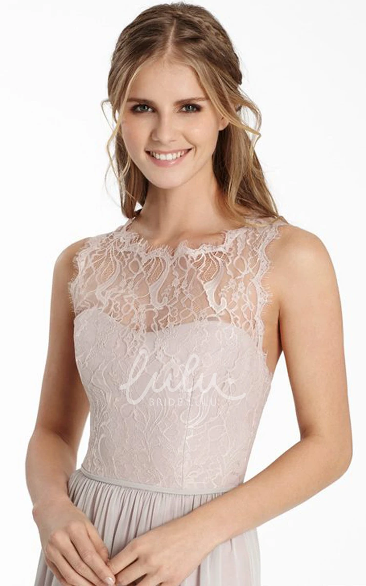 A-Line Chiffon&Lace Bridesmaid Dress with Illusion Back Classy Bridesmaid Dress