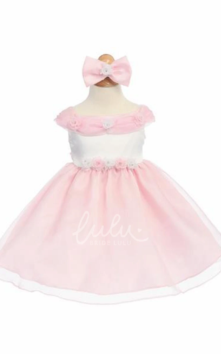 Organza Floral Tea-Length Flower Girl Dress Elegant Style